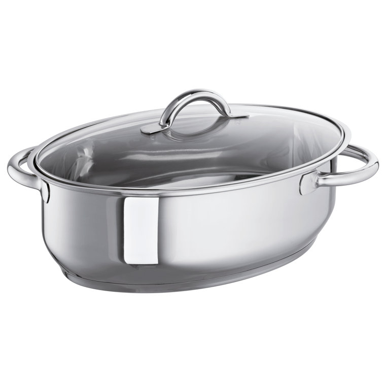 Schulte Ufer Stainless Steel Oval Roasting Pan with Lid & Reviews